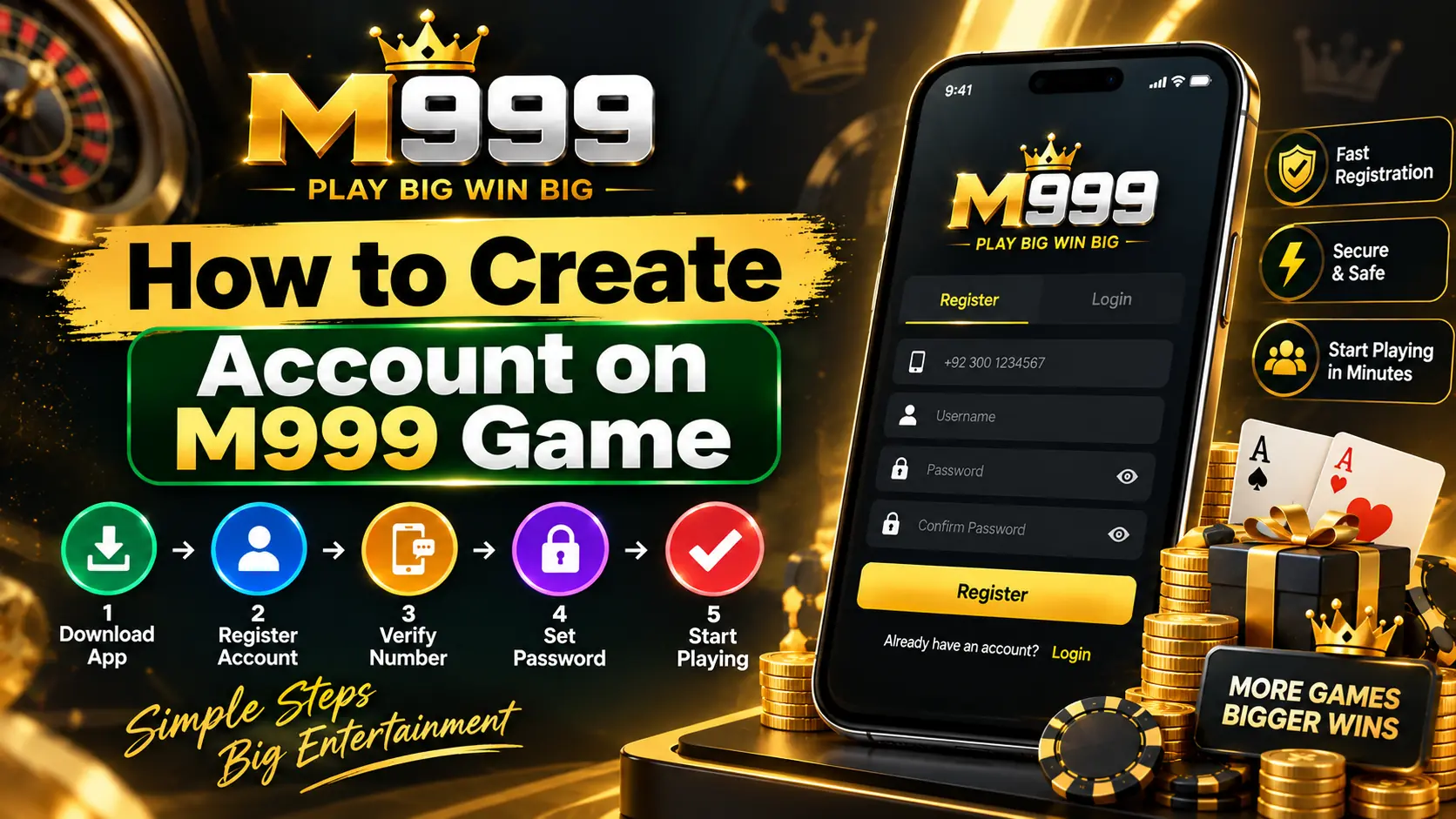 How to Create an account on M999 Game Logo